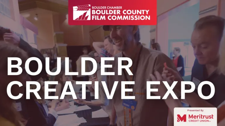 Boulder County Film Commission flyer: Boulder Creative Expo, presented by Meritrust Credit Union.